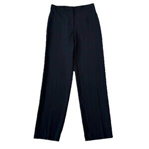 St. John Caviar Diana Straight Leg Crepe Black Pants Career Office 10 Minimalist